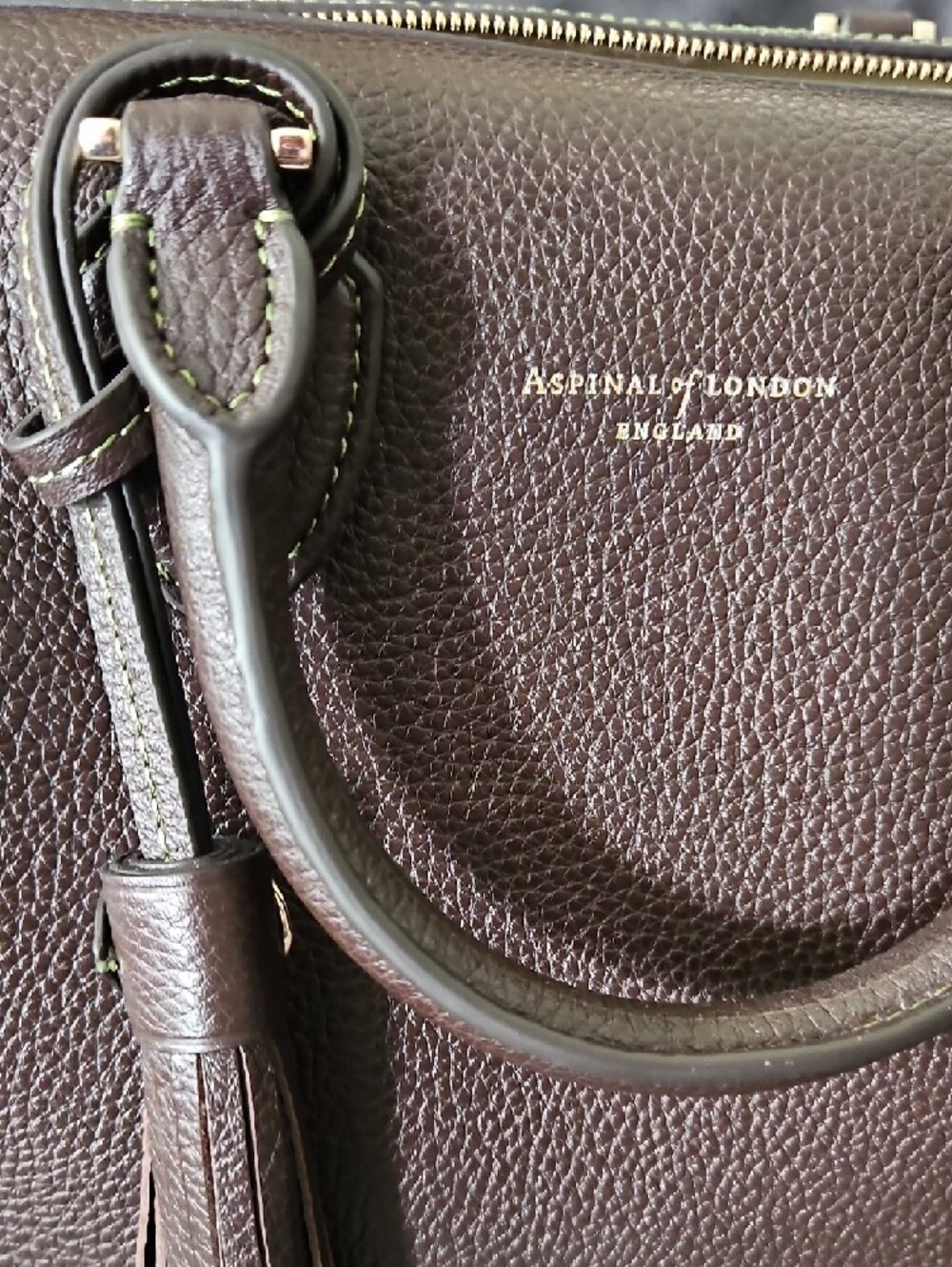 Aspinal of London Hudson Midi in Chocolate Milled Pebble Leather - Picture 2 of 10